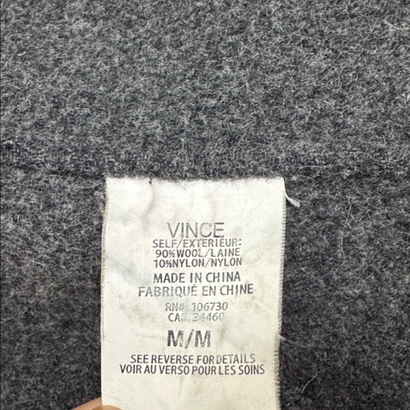 Vince Black & Gray Double Face Open Drape Hooded Wool Coat size Medium - Picture 9 of 10